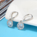 wholesale S925 Sterling Silver White Gold Hollow-out Diamond-inlaid Round Stud Earrings, Zircon Earrings-0-2