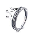 wholesale Silver design-inspired small niche crown ring for women, fashionable and unique, non-tarnish, index finger or pinky ring, open-adjustable, minimalist-0-4