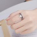 wholesale Silver design-inspired small niche crown ring for women, fashionable and unique, non-tarnish, index finger or pinky ring, open-adjustable, minimalist-0-3