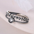 wholesale S925 Sterling Silver Korean Japanese Minimalist Versatile Vintage Antique Finish Zircon Energy Ring Adjustable Opening Fashion Statement Wholesale-0-1