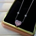 wholesale 925 Silver Shipei Jewelry European and American Minimalist 10ct High Carbon Diamond Pendant Heart Necklace 10*12 Pearl Chain Women 40+5-0-2
