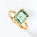 wholesale S925 Silver Plated with 9K Gold Japanese Light Luxury Vintage Candy Color Synthetic Green Amethyst Geometric Ring Wholesale-0-3