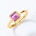 wholesale S925 silver gold-plated geometric open ring with Japanese light luxury princess square natural amethyst, fine craftsmanship silver jewelry-0-3