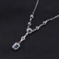 wholesale S925 Silver Inlaid Natural Topaz Pendant Necklace with a Sense of High-End Luxury Jewelry-0-2