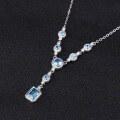 wholesale S925 Silver Inlaid Natural Topaz Pendant Necklace with a Sense of High-End Luxury Jewelry-0-1