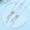 wholesale 925 Sterling Silver Glitter Flower Necklace for Women, Korean Style, Temperament, Ins Internet Celebrity Design, Niche Luxury, Forest Style Tassel Chain-0-0