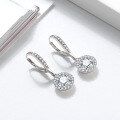 wholesale S925 Sterling Silver White Gold Hollow-out Diamond-inlaid Round Stud Earrings, Zircon Earrings-0-3