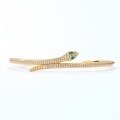 wholesale S925 Silver Plated 9K Gold European Style Fashion Nano Green Zircon Zodiac Snake Open Bangle Wholesale Snake Bracelet Accessories-0-1