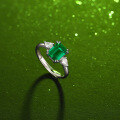 wholesale 925 Silver Cultivated Emerald Ring, Live Stream Influencer Same Style Simple Street Photography Series, Trendy Exquisite Gemstone-0-2