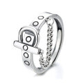 wholesale 925 Sterling Silver Retro Vintage Dongdaemun Style Harajuku Buckle Belt Ring for Women, Edgy and Trendy Index Finger Ring-0-4