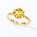 wholesale S925 Sterling Silver Gold-Plated Round Natural Citrine Minimalist Ring Wholesale-0-2