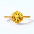 wholesale S925 Sterling Silver Gold-Plated Round Natural Citrine Minimalist Ring Wholesale-0-1