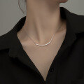 wholesale S925 silver Japanese minimalist smile necklace for women, elegant curved line collar necklace D3543-0-0
