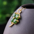 wholesale Gold-plated 925 Sterling Silver with Certificate Light Luxury Hetian Jasper Four-Leaf Clover Pendant Necklace for Women-0-2