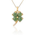 wholesale Gold-plated 925 Sterling Silver with Certificate Light Luxury Hetian Jasper Four-Leaf Clover Pendant Necklace for Women-0-4