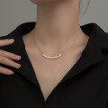 wholesale S925 silver Japanese minimalist smile necklace for women, elegant curved line collar necklace D3543-0-2