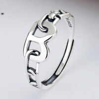 wholesale 925 Sterling Silver B Letter Adjustable Ring Trendy Korean Style Ins Fashion Index Finger Jewelry-YJ160/approx. 1.9g>Adjustable opening