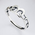 wholesale 925 Sterling Silver B Letter Adjustable Ring Trendy Korean Style Ins Fashion Index Finger Jewelry-0-1
