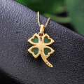 wholesale Gold-plated 925 Sterling Silver with Certificate Light Luxury Hetian Jasper Four-Leaf Clover Pendant Necklace for Women-0-3
