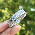wholesale 925 Silver Eternity Emerald Cut Women's Wedding Ring Cross-border Europe and America-0-2