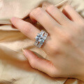 wholesale 925 Silver European and American Design Sense Internet-Famous Simulated Zirconia Double-Layer Ring Set for Women, Gift, Drop Shipping-0-3