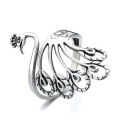 wholesale S925 Sterling Silver Vintage Adjustable Peacock Wide Band Ring for Women, Ethnic Style Antique Thai Silver Phoenix Ring-0-4
