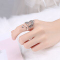 wholesale S925 Sterling Silver Vintage Adjustable Peacock Wide Band Ring for Women, Ethnic Style Antique Thai Silver Phoenix Ring-0-3