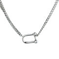 wholesale 925 Sterling Silver Korean U-Type Chain Horse Pendant Choker Necklace Short Chain Collarbone Chain Trendy Street Hip Hop Necklace-0-4
