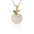 wholesale 925 sterling silver with certificate Hetian jade apple pendant, wholesale fashionable small jade pendant necklace for women-0-8