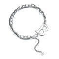 wholesale Pure Silver Japan bB Letter Double Layer Chain Bracelet for Women, Design Streetwear Brand Exaggerated Retro European and American Trendy Paris Accessories-0-4