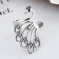 wholesale S925 Sterling Silver Vintage Adjustable Peacock Wide Band Ring for Women, Ethnic Style Antique Thai Silver Phoenix Ring-0-0