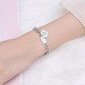 wholesale Metal material S925 sterling silver bracelet with horseshoe letters, hand-woven round tag, fashionable Korean style, minimalist and versatile women's accessory, trendy gift-0-2