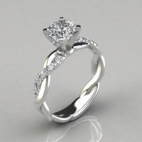 wholesale S925 Silver Twisted Round Engagement Ring for Girlfriend's Birthday Gift, Drop Shipping-R076 White No. 5