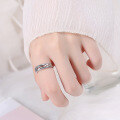 wholesale Sterling Silver Adjustable Open Initial Ring for Women, Ins Minimalist Vintage Pig Nose Design Index Finger Ring-0-2