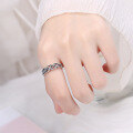 wholesale 925 Silver Korean Geometric Square Open Adjustable Ring for Women, Minimalist Ins Fashion Stackable Index Finger Ring-0-2