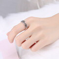 wholesale 925 Silver Korean Geometric Square Open Adjustable Ring for Women, Minimalist Ins Fashion Stackable Index Finger Ring-0-3