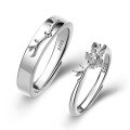 wholesale S925 Sterling Silver "One Deer with You" Couple Rings Valentine's Day Gift for Girlfriend Birthday Unisex Matching Rings Drop Shipping-0-2