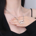 wholesale 925 Sterling Silver Letter B Chain Necklace for Women, Ins Internet Famous Personalized Vintage Antique Silver Plated Collarbone Chain, Korean Silver Jewelry-0-2