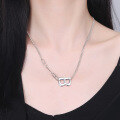 wholesale 925 Sterling Silver Letter B Chain Necklace for Women, Ins Internet Famous Personalized Vintage Antique Silver Plated Collarbone Chain, Korean Silver Jewelry-0-3