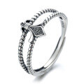 wholesale S925 Sterling Silver European-American Mixed Vintage Cross Engraved Punk Style Adjustable Open Ring for Women-0-5