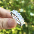 wholesale 925 Silver Eternity Emerald Cut Women's Wedding Ring Cross-border Europe and America-0-5