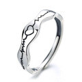 wholesale S925 Sterling Silver EKG Heartbeat Creative Fashion Personalized Design Light Luxury Minimalist Commemorative Gift Adjustable Ring-0-4