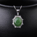 wholesale 925 Sterling Silver Inlaid Jasper Pendant for Women with Appraisal Certificate, Wholesale Vintage Style Hanfu Necklace, Hetian Jade Necklace-0-5