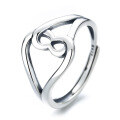wholesale S925 Sterling Silver Minimalist Elegant Fashion Versatile Silver Jewelry Adjustable Open Heart Link Ring Korean Style-0-4