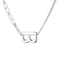 wholesale 925 Sterling Silver Letter B Chain Necklace for Women, Ins Internet Famous Personalized Vintage Antique Silver Plated Collarbone Chain, Korean Silver Jewelry-0-4