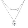 wholesale S925 Sterling Silver Double-Layer Heart Letter Pendant Necklace Minimalist Design Niche Sweater Chain Women's New 2020-0-4
