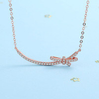wholesale S925 Sterling Silver Creative Design Bow Necklace for Women, Thin and Elegant, Niche Birthday Gift for Girlfriend-YD035/Rose gold about 2.28g>925 silver
