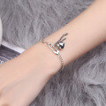 wholesale 925 Sterling Silver Pin Heart Bracelet for Women, Ins Minimalist Style, Niche Design, Simple and Unique, Vintage-Inspired, Versatile Matching for Best Friends-0-3