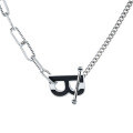 wholesale S925 Sterling Silver Fashionable and Unique Hip Hop European and American New Design Thick Chain B Letter Non-Tarnishing Silver Necklace-0-4