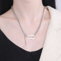wholesale S925 Sterling Silver Korean New Fashion Letter B Pendant Tassel Necklace for Women, Minimalist Style, Versatile and Elegant-0-1